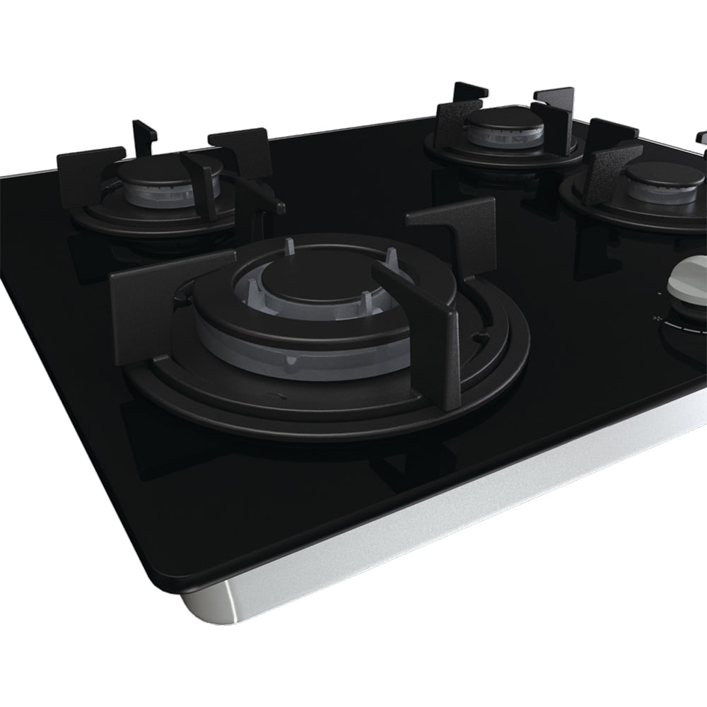 Plita incorporabila GORENJE GTW64B, Gaz, 4 arzatoare, Wok, negru