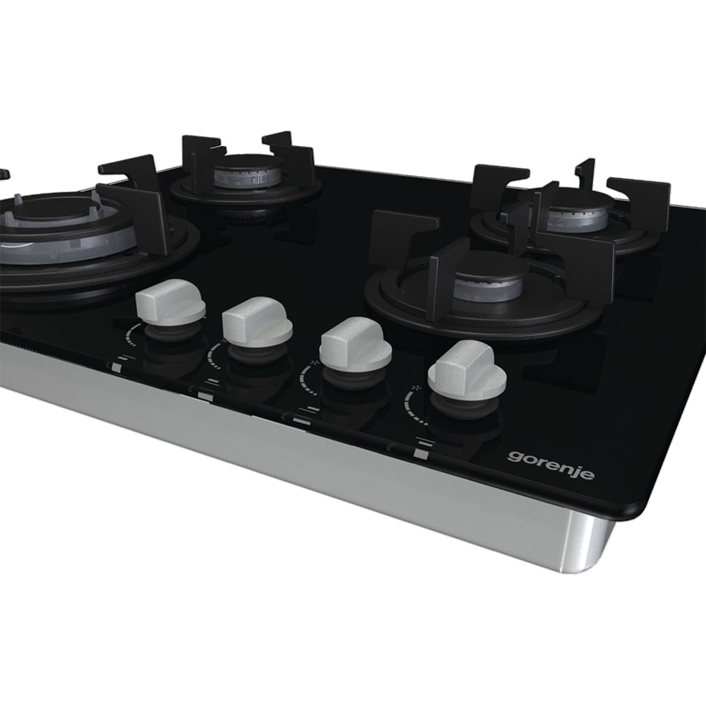 Plita incorporabila GORENJE GTW64B, Gaz, 4 arzatoare, Wok, negru
