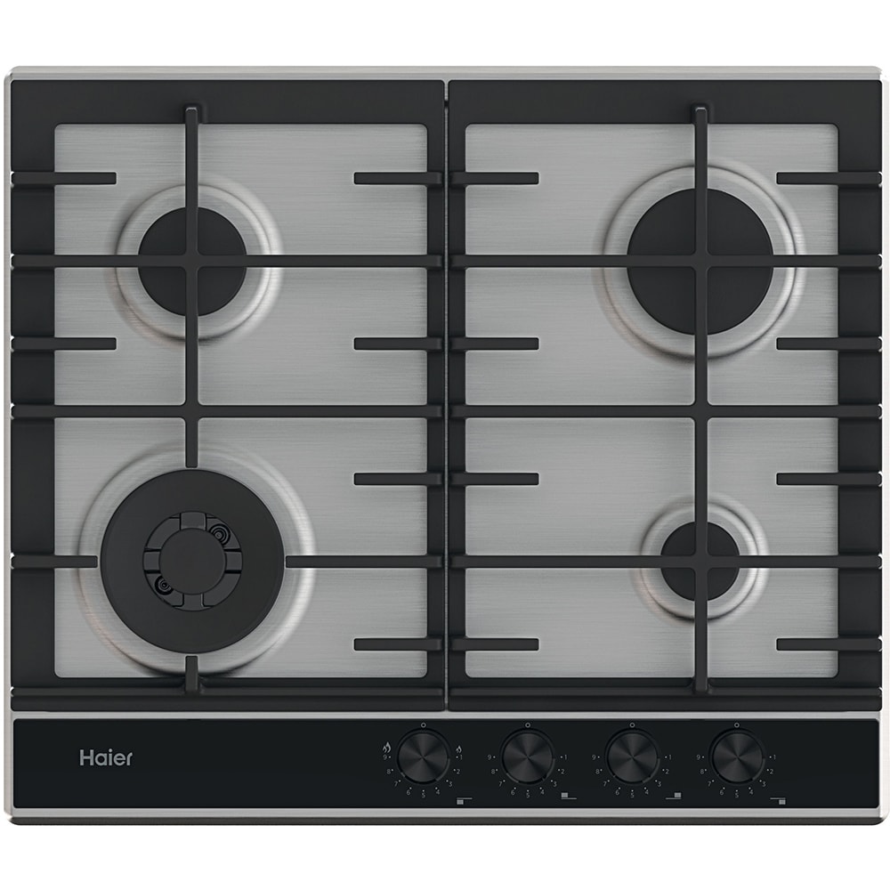 Plita incorporabila HAIER HAHG6BF4XH, Gaz, 4 arzatoare, Wok, inox-negru