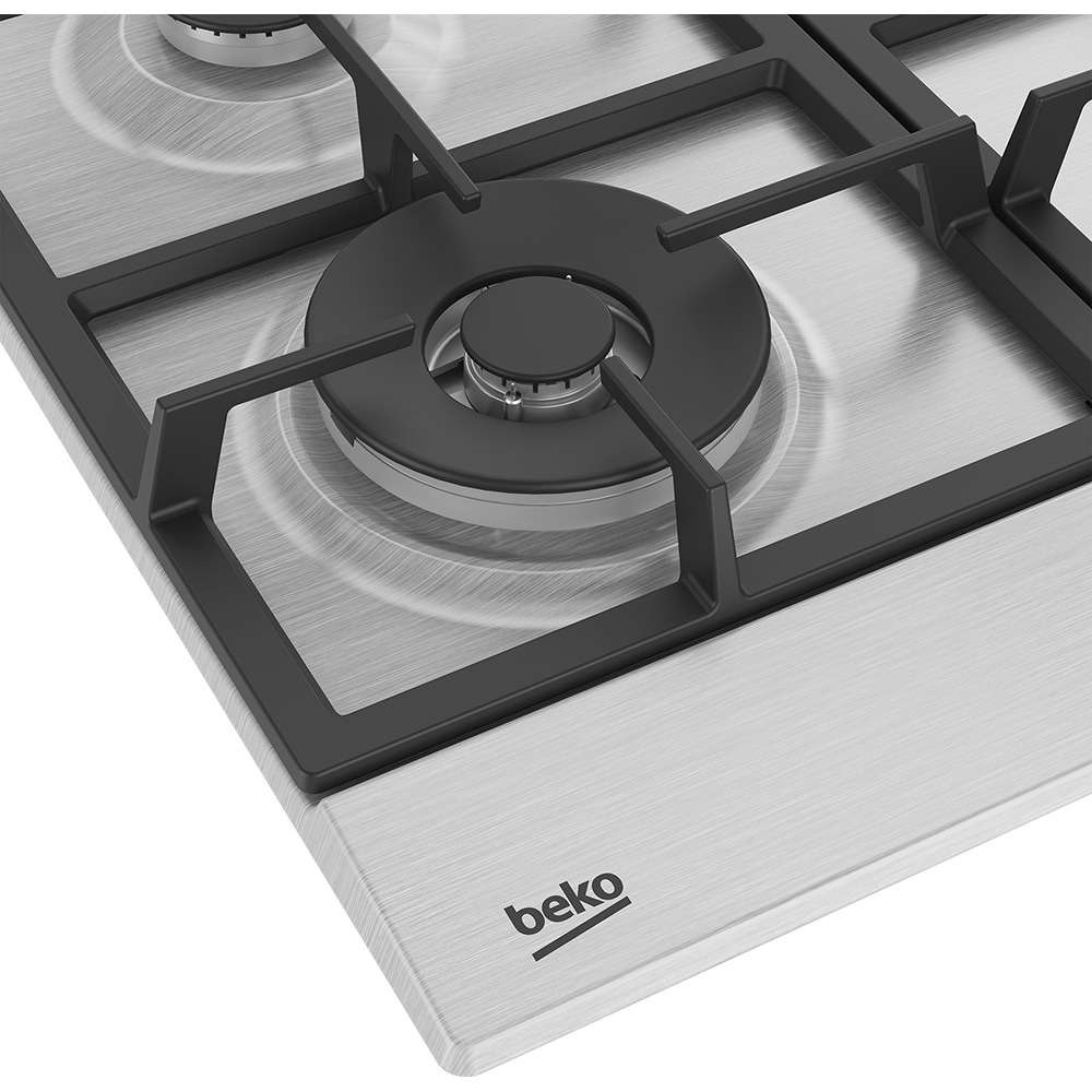 Plita incorporabila BEKO HIAW64325SX, Gaz, 4 arzatoare, Wok, inox