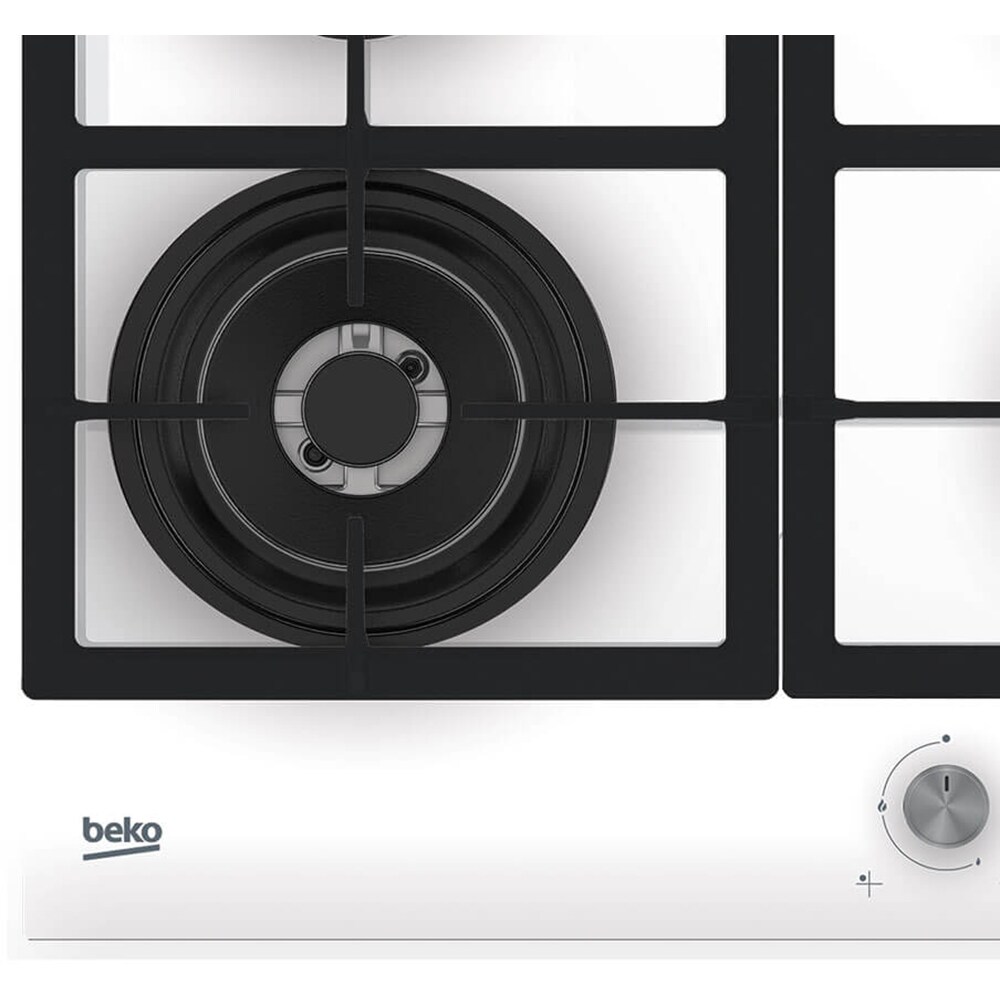 Plita incorporabila BEKO HILW64225SW, Gaz, 4 arzatoare, Wok, alb