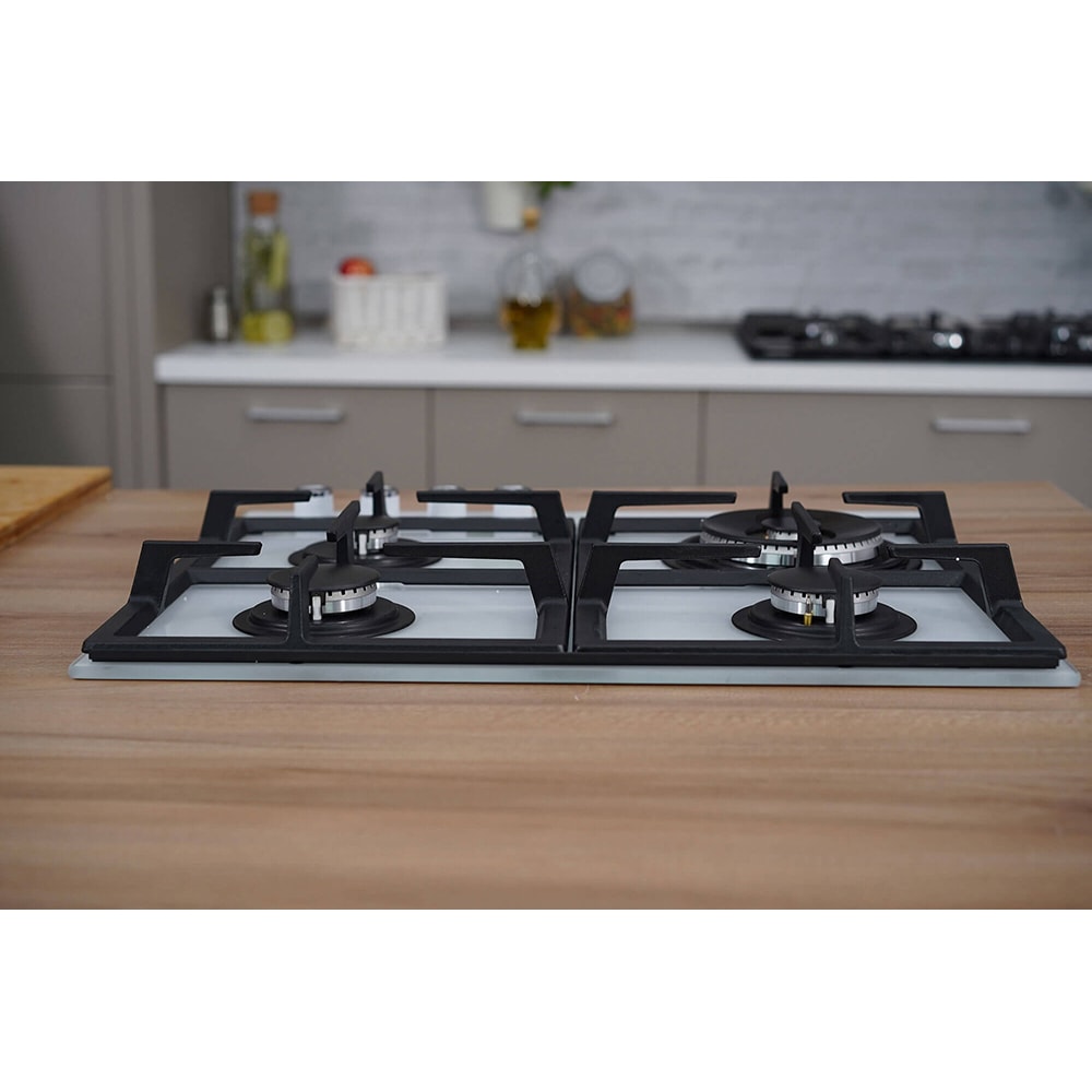 Plita incorporabila BEKO HILW64225SW, Gaz, 4 arzatoare, Wok, alb