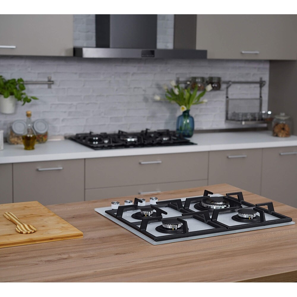 Plita incorporabila BEKO HILW64225SW, Gaz, 4 arzatoare, Wok, alb