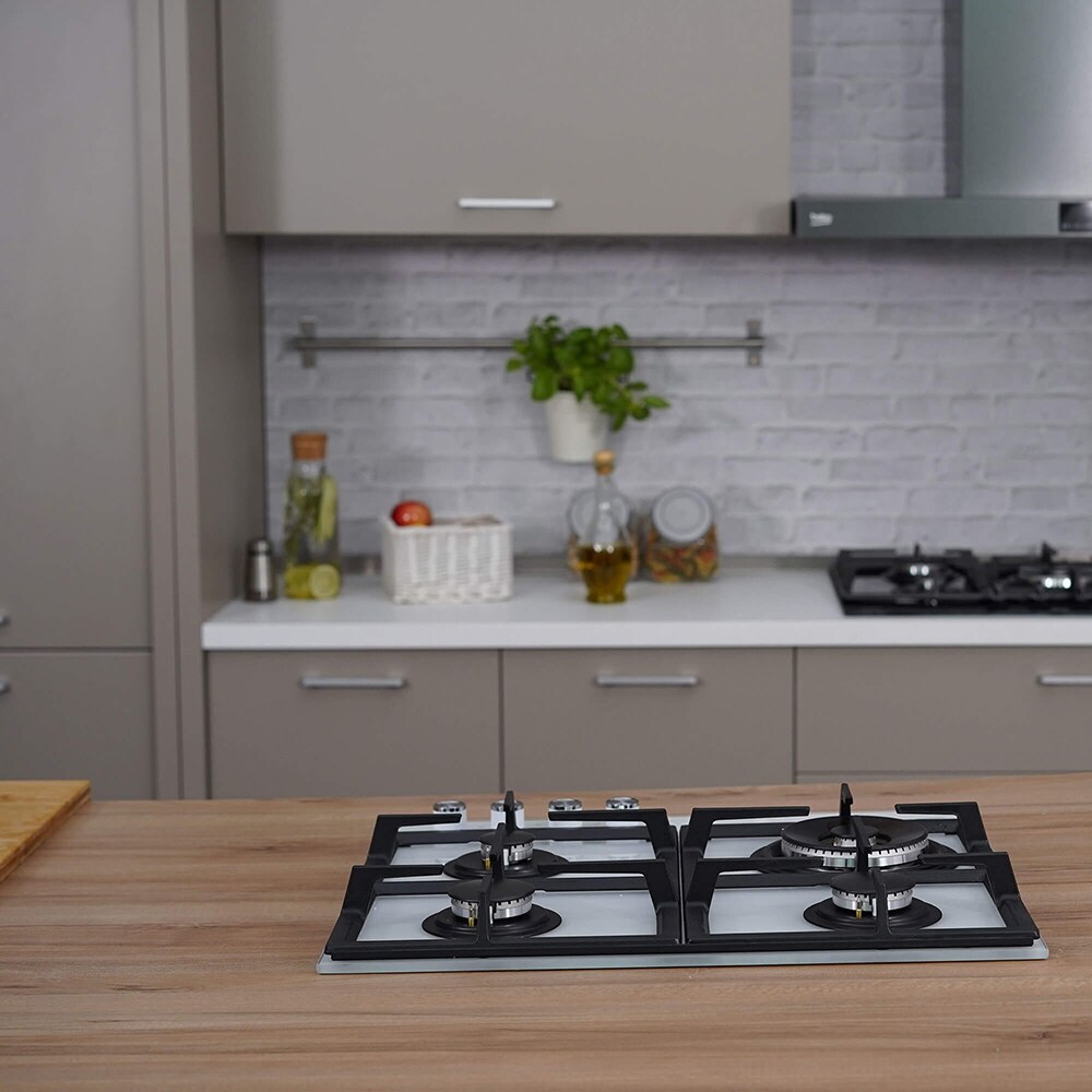 Plita incorporabila BEKO HILW64225SW, Gaz, 4 arzatoare, Wok, alb