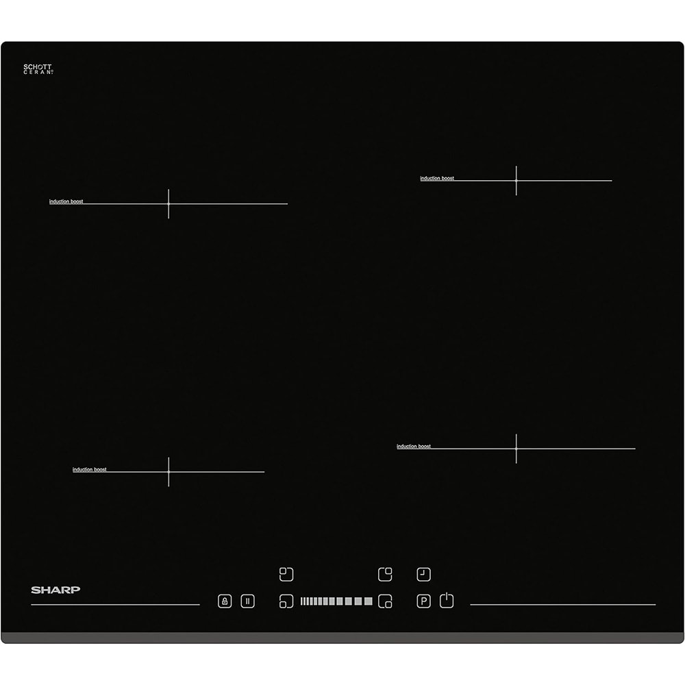 Plita incorporabila SHARP KH-6I19BS00-EU, Inductie, 4 arzatoare, Touch control, negru