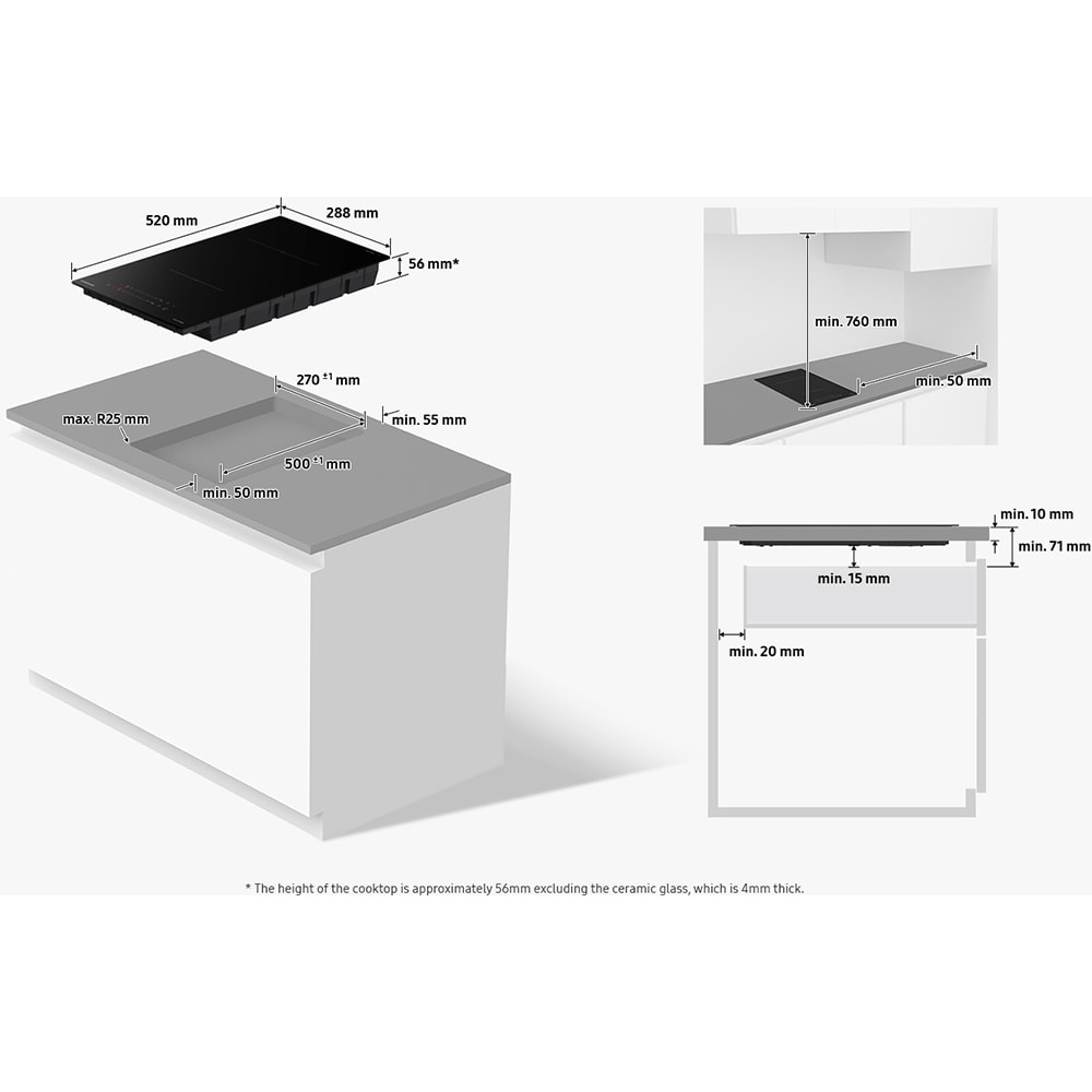 Plita incorporabila SAMSUNG NZ32BG2005FKU2, Inductie, 2 arzatoare, Touch control, negru