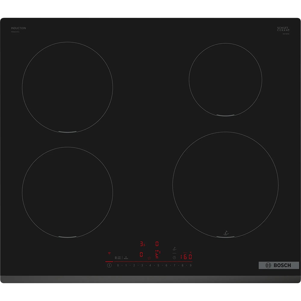 Plita incorporabila BOSCH PIE631HC1E, Inductie, 4 arzatoare, Touch Control, negru