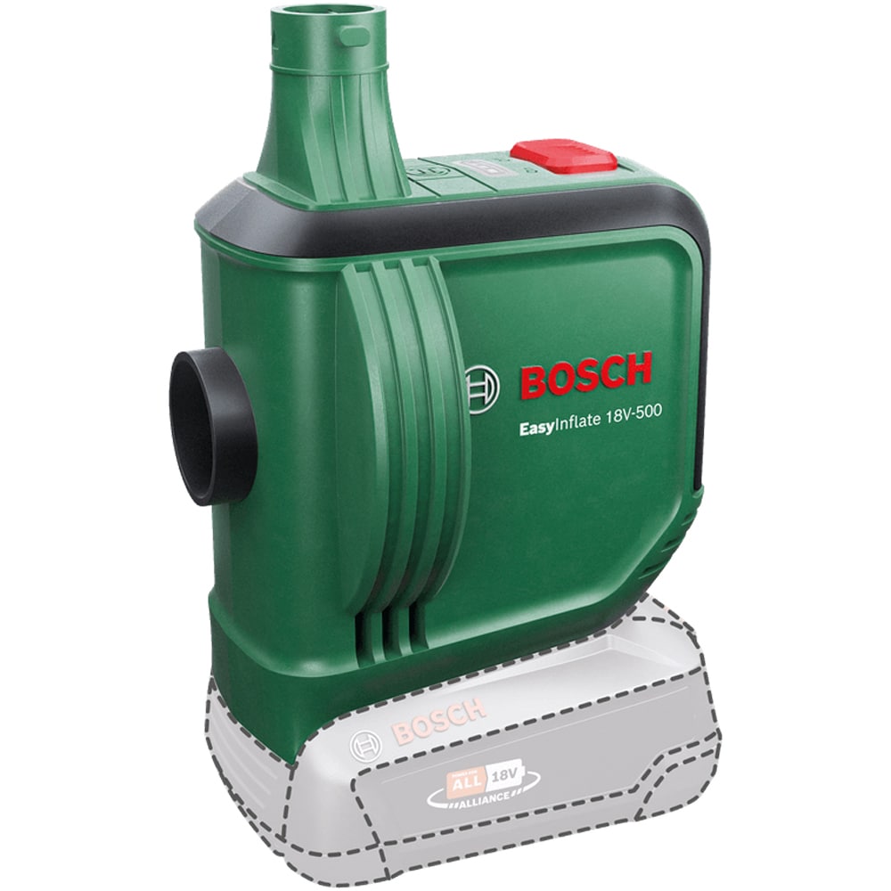 Pompa de aer BOSCH EasyInflate 18V-500, cu acumulator, 0.03 bari, 530 l/min, furtun 50 cm, verde