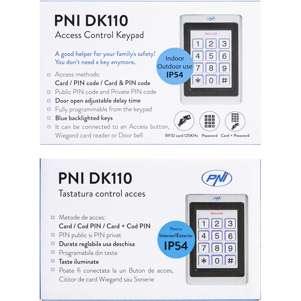 Tastatura control acces PNI DK110 stand alone, exterior si interior, IP54