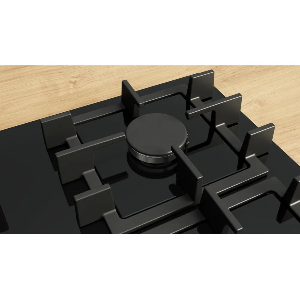 Plita incorporabila BOSCH PNK6B6K40, Gaz, 4 arzatoare, Wok, negru