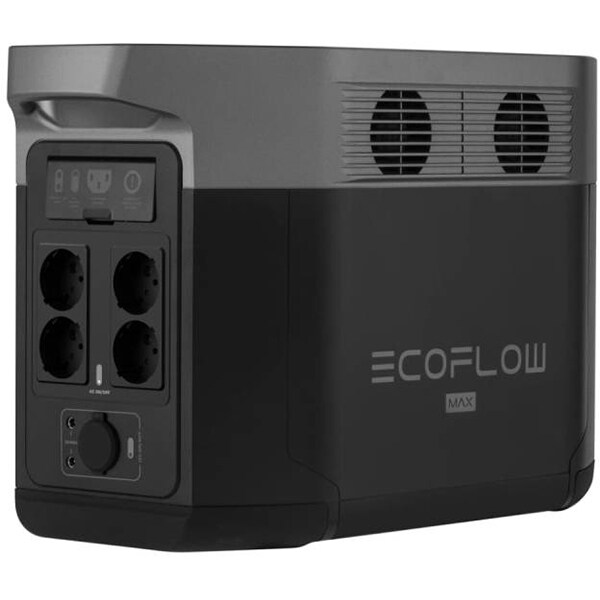 Statie incarcare ECOFLOW Delta Max 2000, 2016Wh, 2400W, Schuko, USB A, USB C, Fast charge, negru