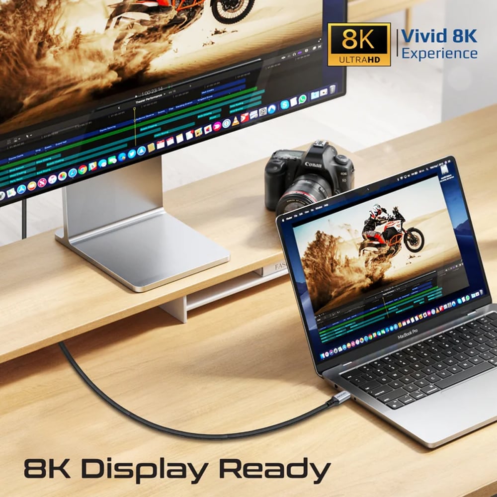 Cablu USB-C - USB-C PROMATE PowerBolt5-80G, USB 4, 1.2m, negru-gri