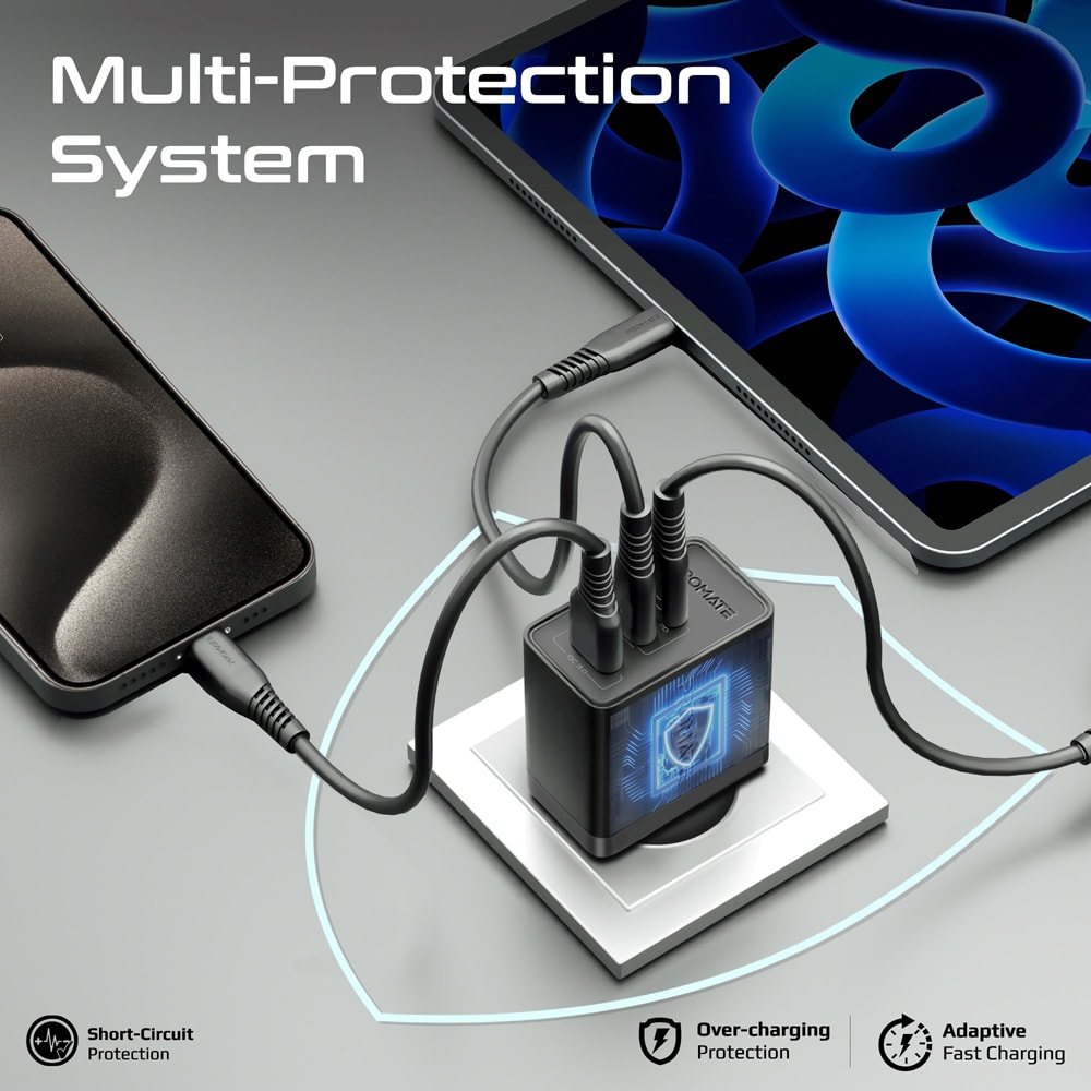 Incarcator retea PROMATE PowerPort-45, USB-C, GaN Fast Charging, Power Delivery (PD) 45W, negru