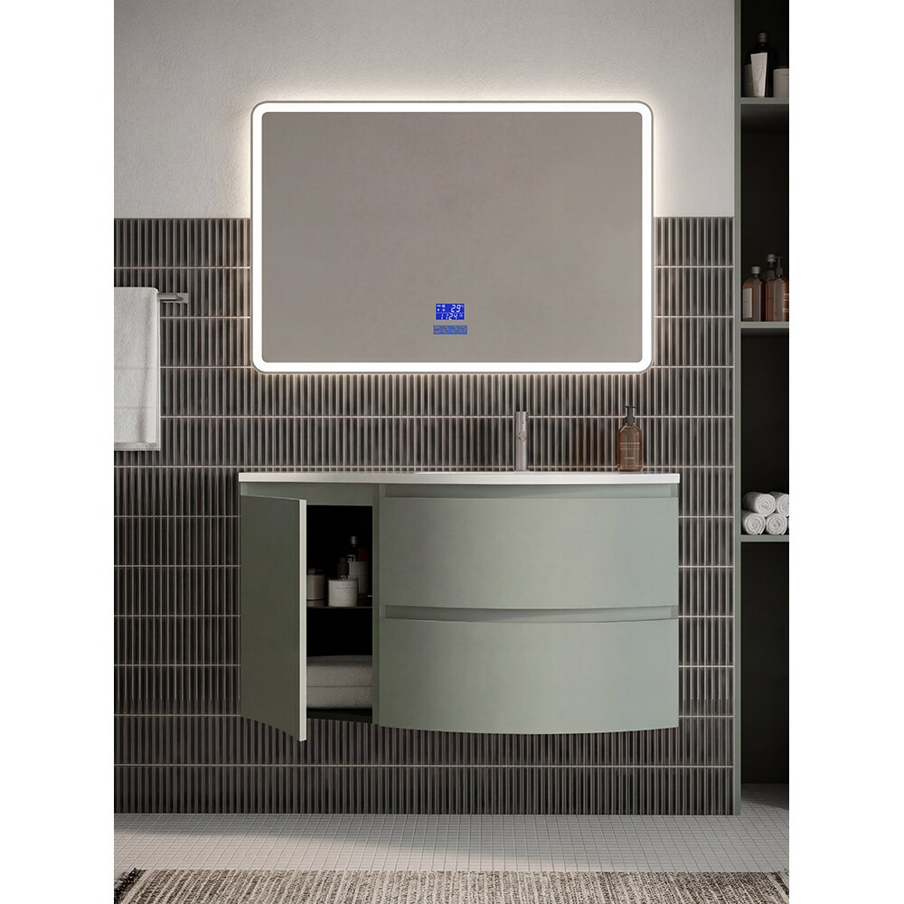 Dulap baie SAVINIDUE Armonia, stanga, MDF, 36 x 52 x 58 cm, verde mint