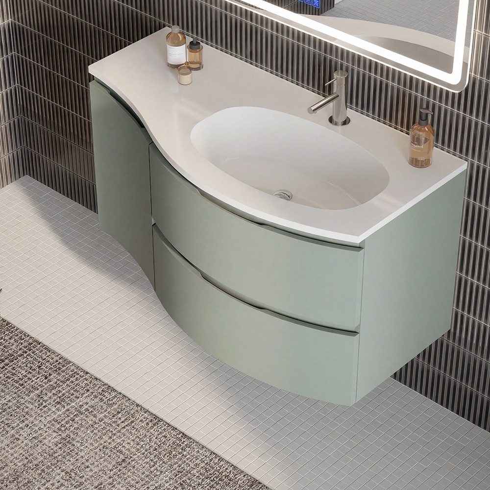 Dulap baie SAVINIDUE Armonia, stanga, MDF, 36 x 52 x 58 cm, verde mint