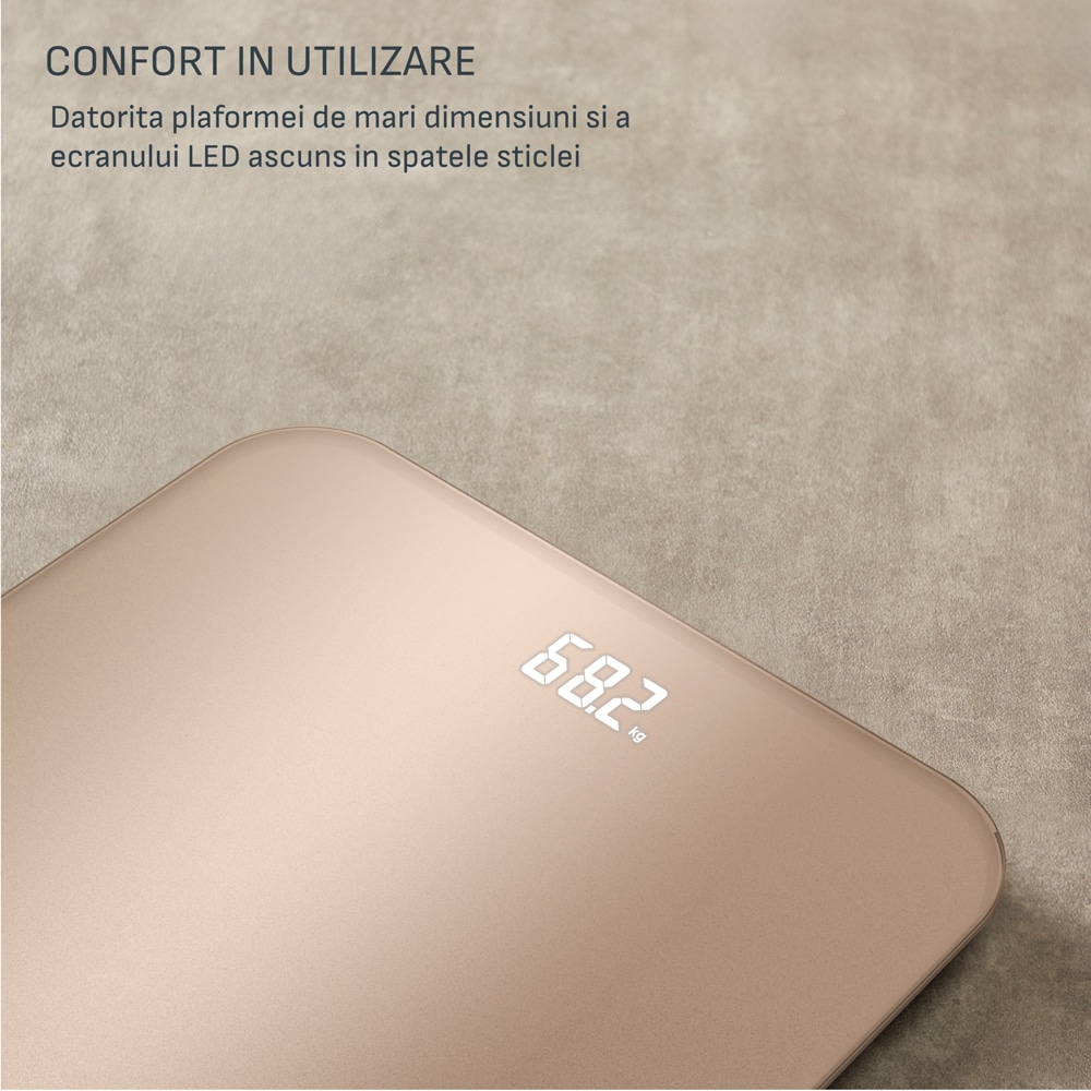 Cantar corporal TEFAL Classic PP1900V0, 180kg, sticla, maro