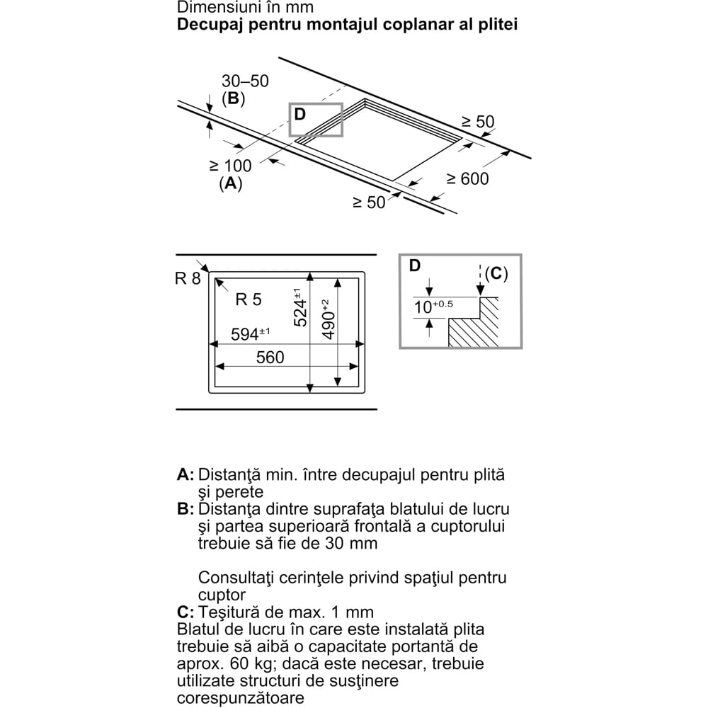 Plita incorporabila BOSCH PPP6AAI40, Gaz, 4 arzatoare, negru mat