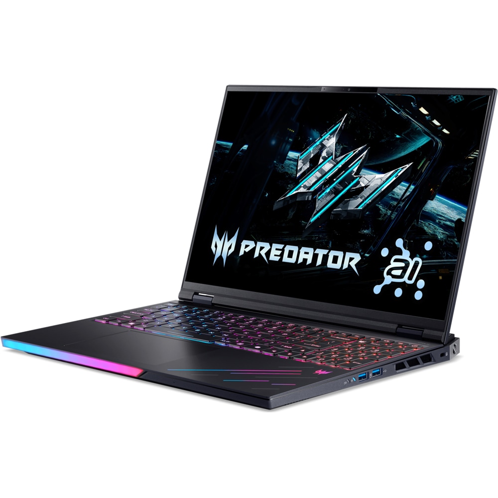 Laptop Gaming ACER Predator Helios 16 AI OLED PH16-73-941G, Intel Core Ultra 9 275HX pana la 5.4GHz, 16" WQXGA, 32GB, SSD 1TB, NVIDIA GeForce RTX 5070 Ti 12GB, Free DOS, Abyssal Black