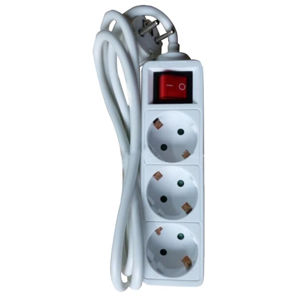 Prelungitor MYRIA MY2301, 3 prize Schuko, 3m, intrerupator, alb