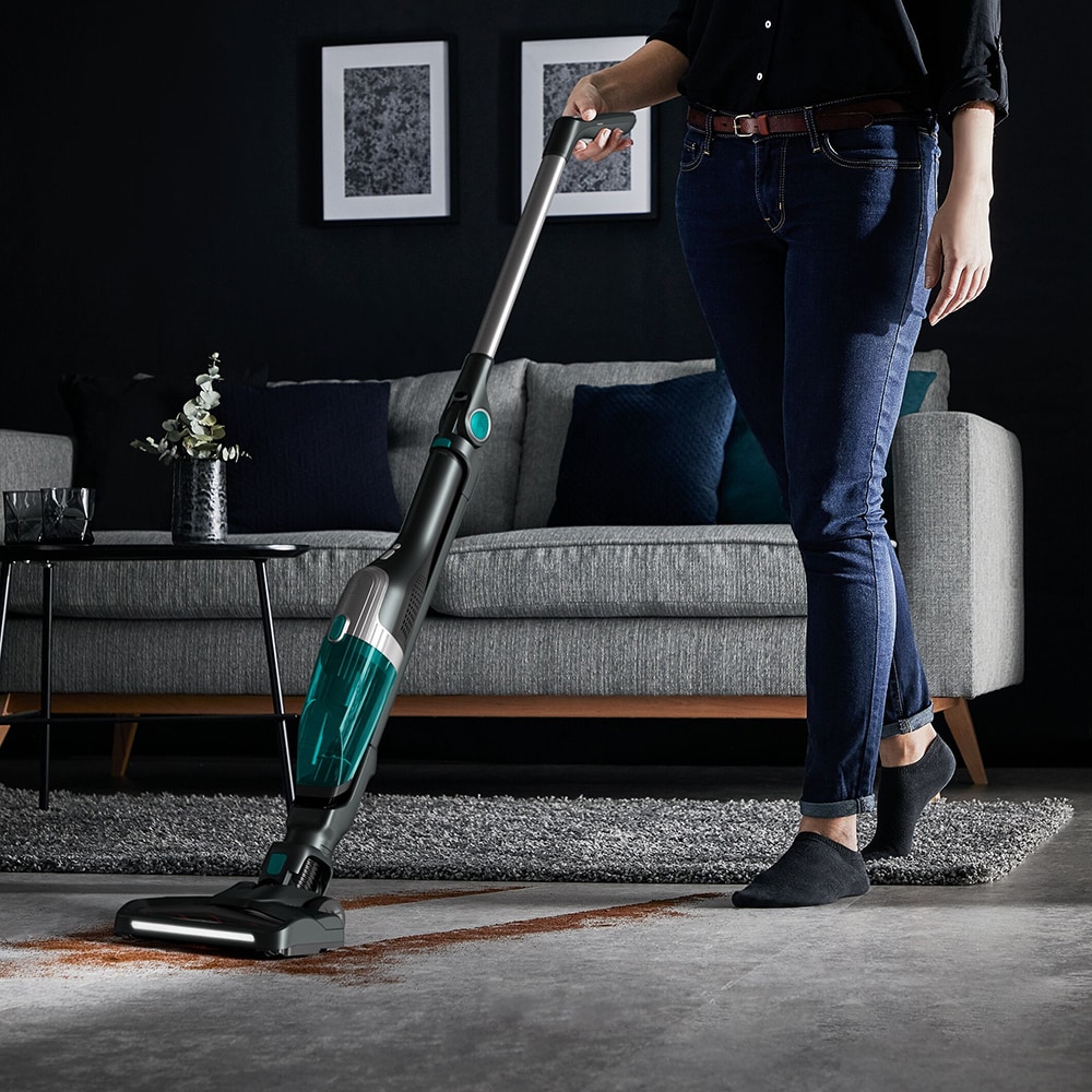 Aspirator vertical ROWENTA X-trem Compact 2in1 RH1239WO, 0.4l, 16.8V, autonomie 40 min, Tehnologie Flex, verde-negru