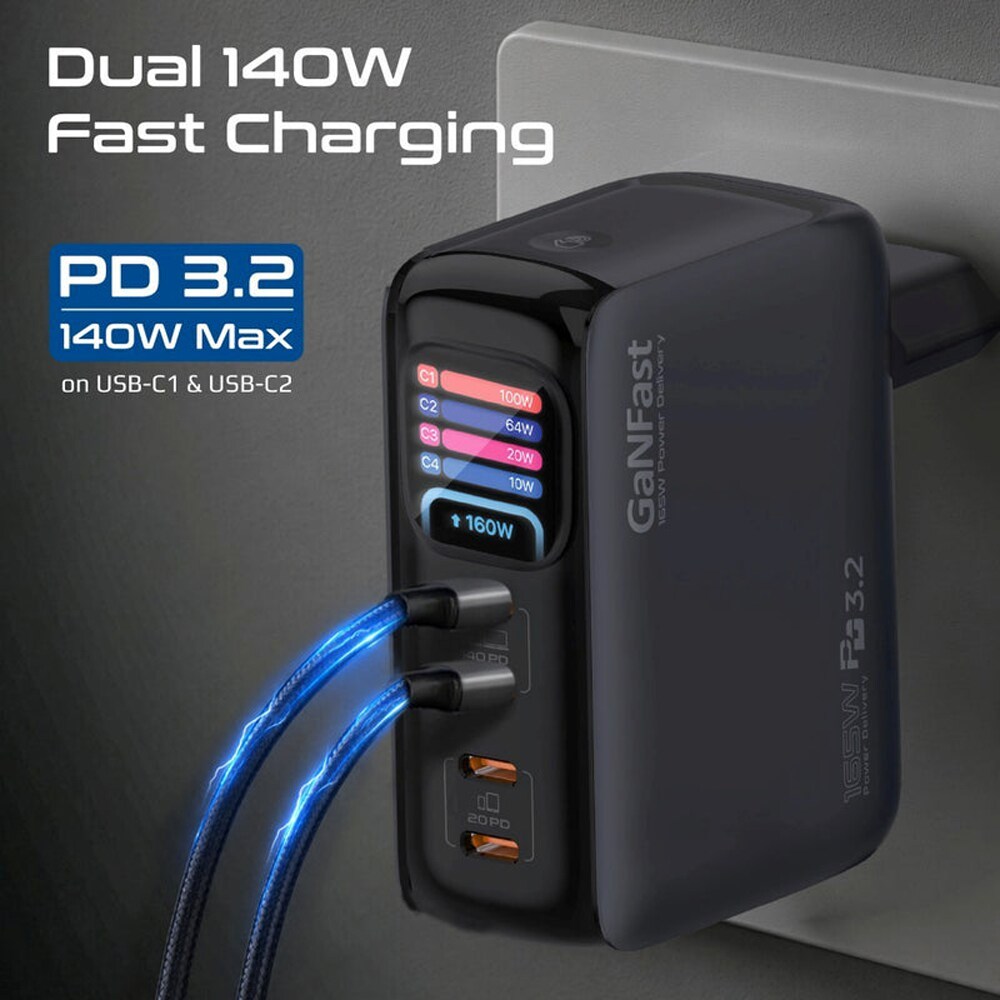 Incarcator retea PROMATE Prime-165, 4x USB-C, negru