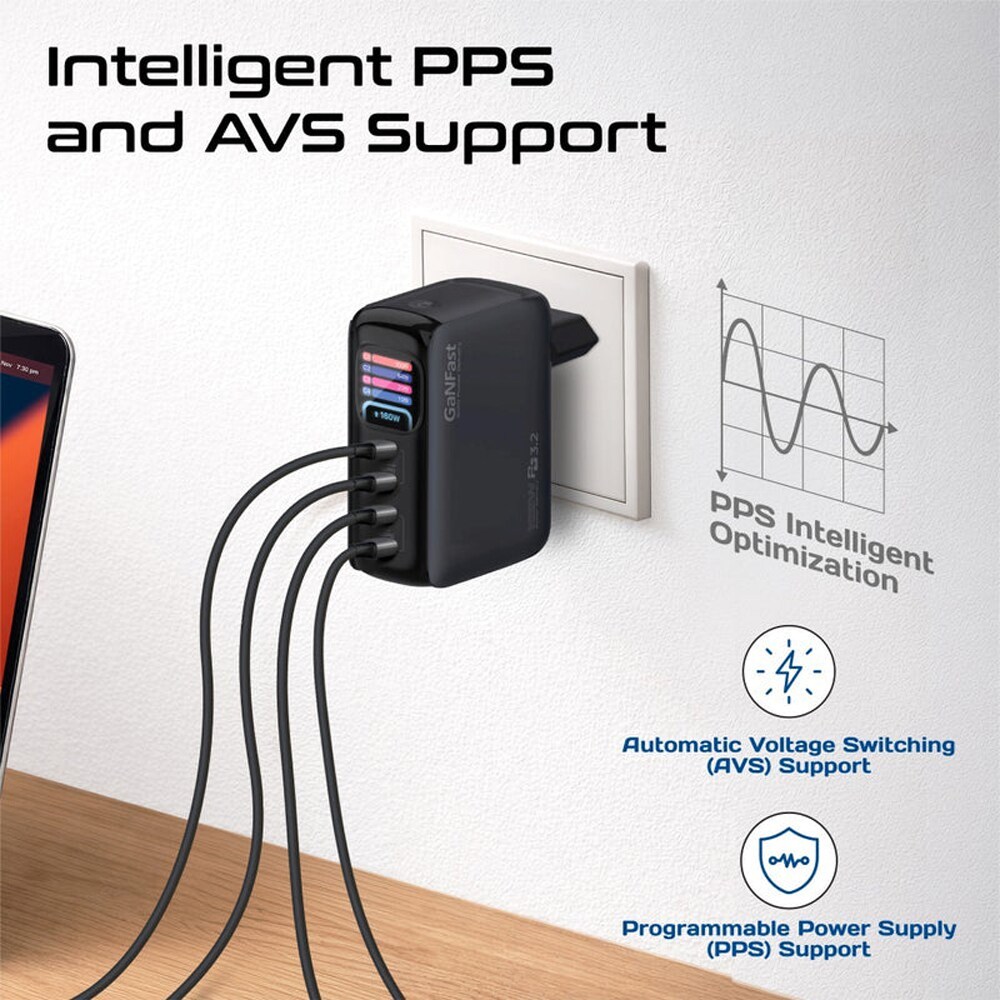 Incarcator retea PROMATE Prime-165, 4x USB-C, negru
