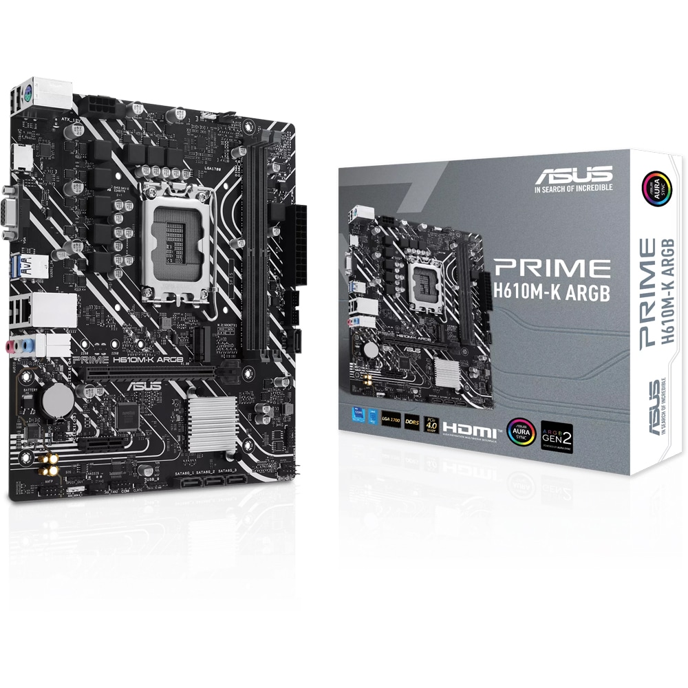 Placa de baza ASUS PRIME H610M-K ARGB, Socket 1700, mATX