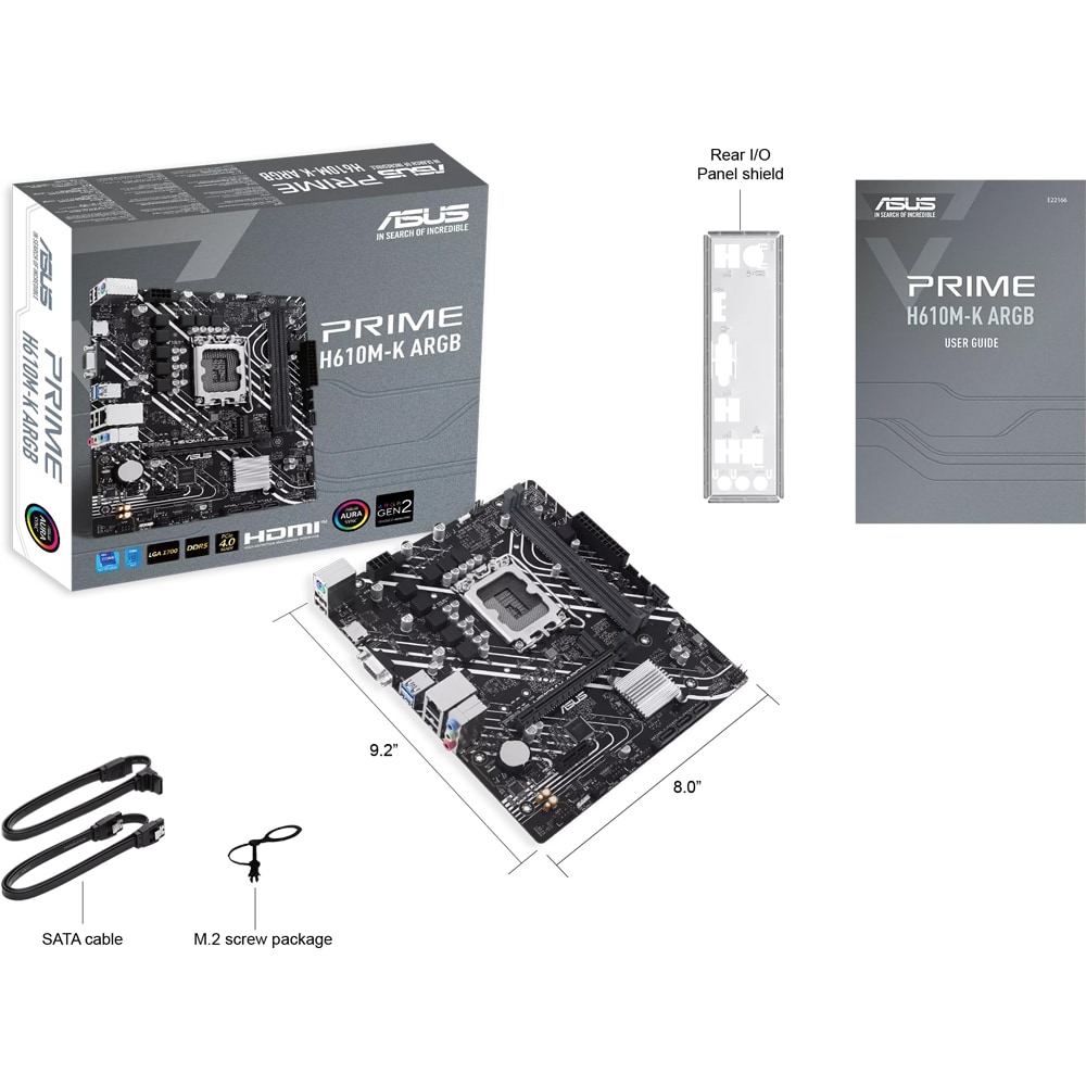 Placa de baza ASUS PRIME H610M-K ARGB, Socket 1700, mATX