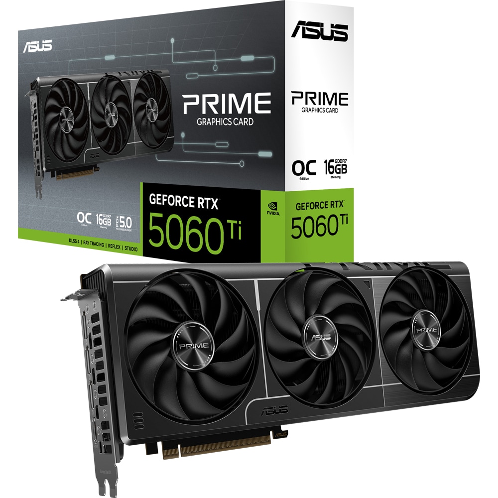 Placa video ASUS PRIME GeForce RTX 5060 Ti OC Edition, 16GB GDDR7, 128bit, DLSS 4, PRIME-RTX5060TI-O16G