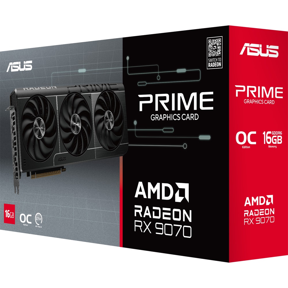 Placa video ASUS Prime Radeon RX 9070 OC Edition, 16GB GDDR6, 256 bit, PRIME-RX9070-O16G