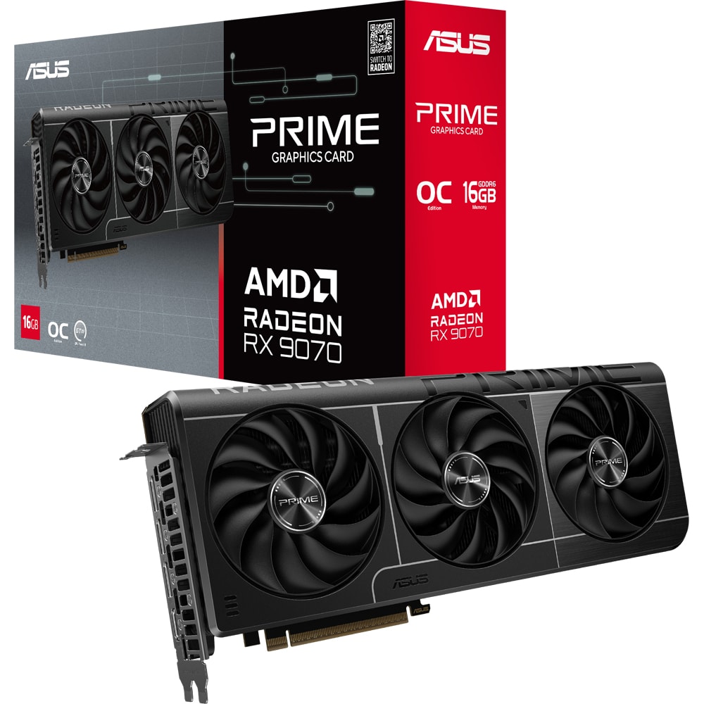 Placa video ASUS Prime Radeon RX 9070 OC Edition, 16GB GDDR6, 256 bit, PRIME-RX9070-O16G