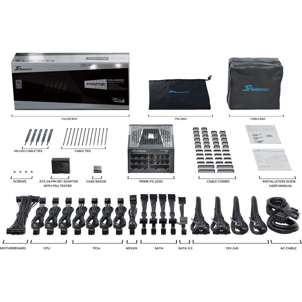 Sursa PC SEASONIC Prime PX-2200 ATX 3.1, 2200W, 135mm, 80 Plus Platinum, Full Modular