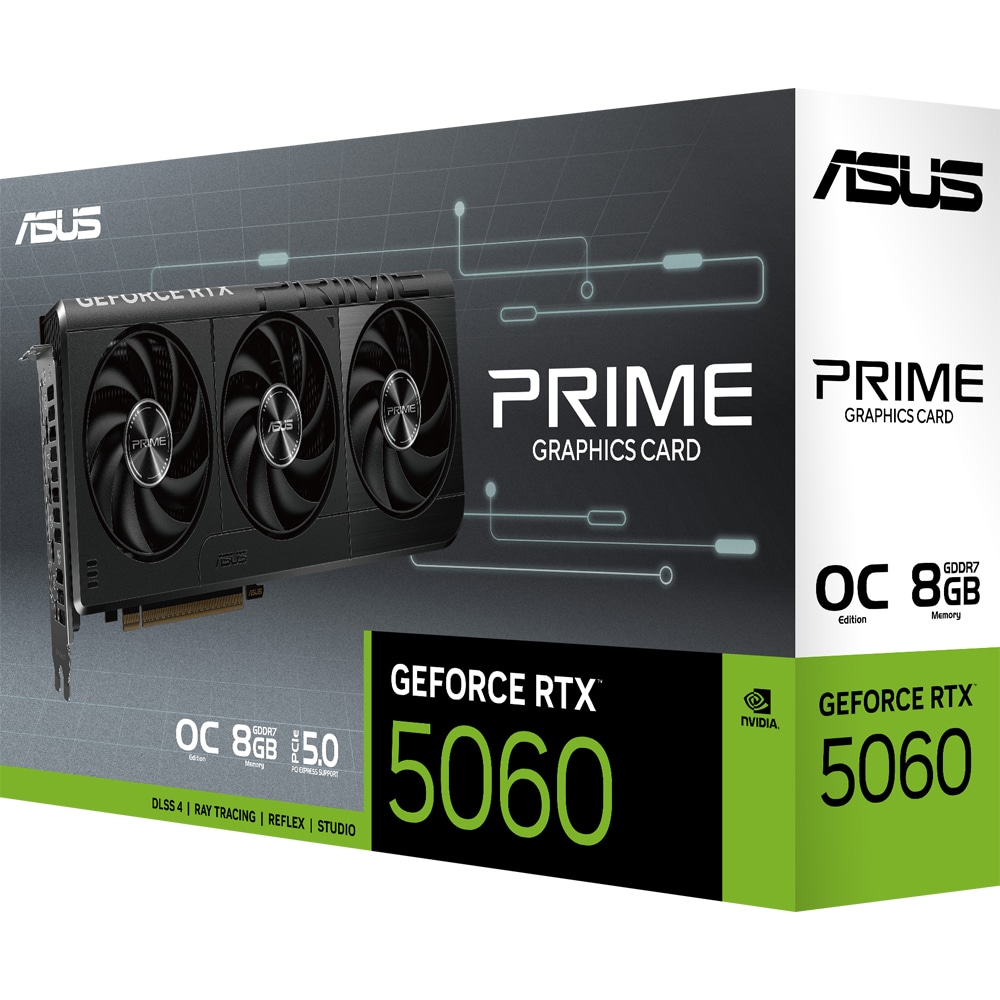 Placa video ASUS PRIME GeForce RTX 5060 OC Edition, 8GB GDDR7, 128bit, DLSS 4, PRIME-RTX5060-O8G