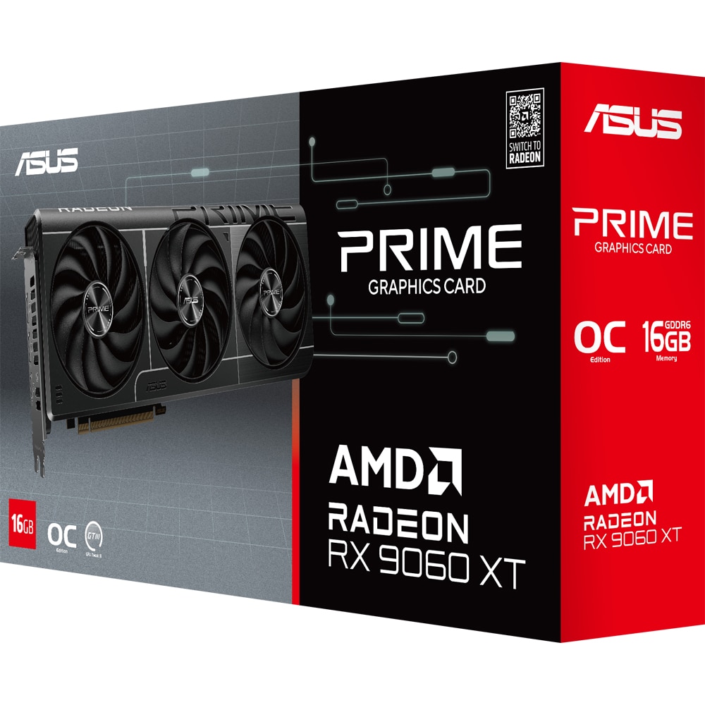 Placa video ASUS Prime Radeon RX 9060 XT OC Edition, 16GB GDDR6, 128 bit, PRIME-RX9060XT-O16G