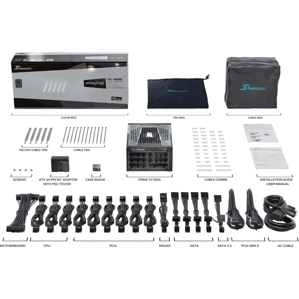 Sursa PC SEASONIC Prime TX-1600 ATX 3.1, 1600W, 135mm, 80 Plus Titanium, Full Modular