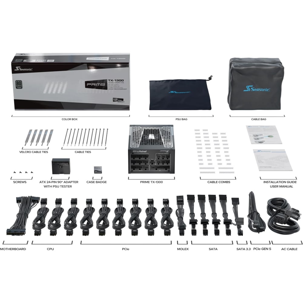 Sursa PC SEASONIC Prime TX-1300 ATX 3.1, 1300W, 135mm, 80 Plus Titanium, Full Modular