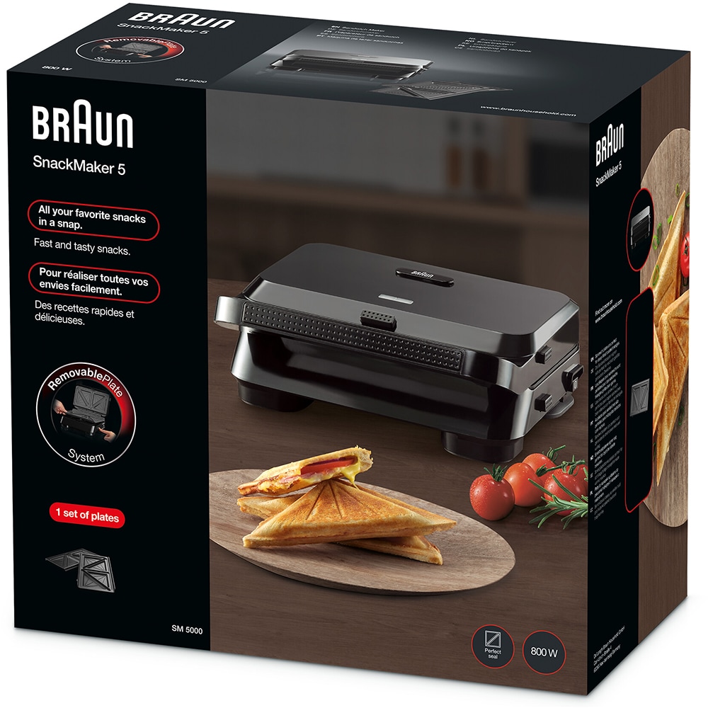 Sandwich maker BRAUN SnackMaker 5 SM5000, 800W, negru