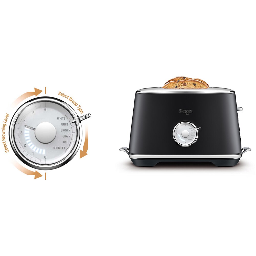 Prajitor de paine SAGE STA735BTR, 2 felii, 2400W, negru-argintiu