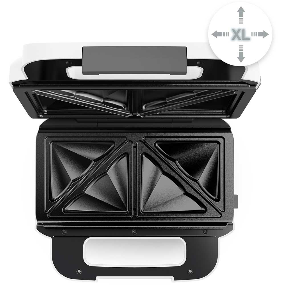Sandwich maker TEFAL Snack XL SW701110, 850W, 2 placi detasabile, alb-gri inchis