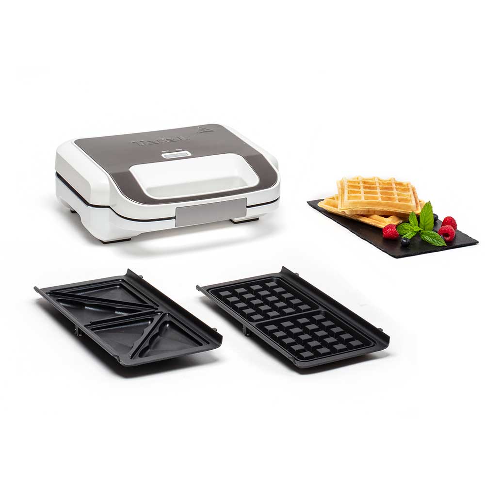 Sandwich maker TEFAL Snack XL SW701110, 850W, 2 placi detasabile, alb-gri inchis
