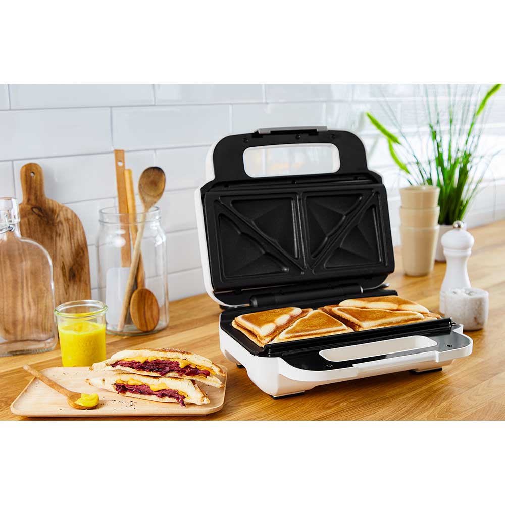 Sandwich maker TEFAL Snack XL SW701110, 850W, 2 placi detasabile, alb-gri inchis