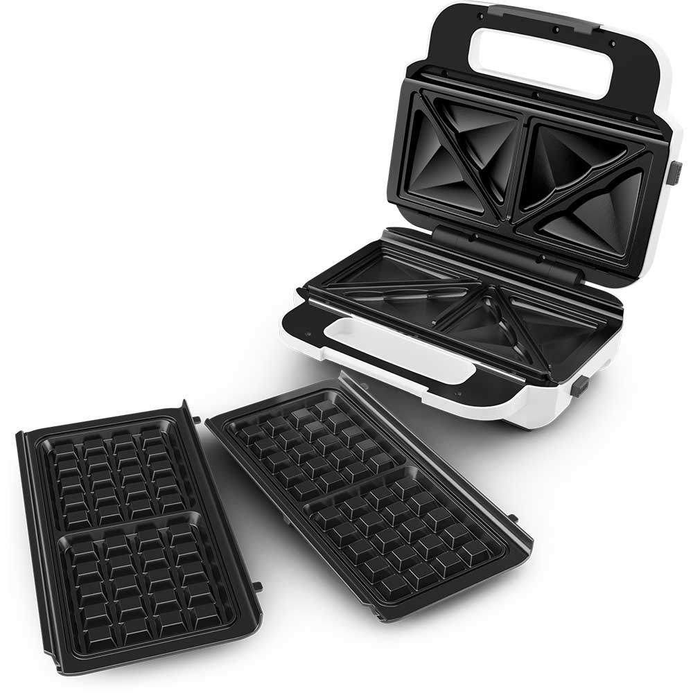 Sandwich maker TEFAL Snack XL SW701110, 850W, 2 placi detasabile, alb-gri inchis