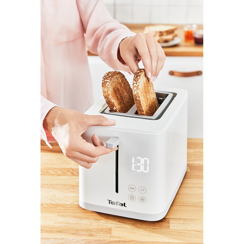 Prajitor de paine TEFAL Sense TT693110, 2 felii, 850W, alb-argintiu