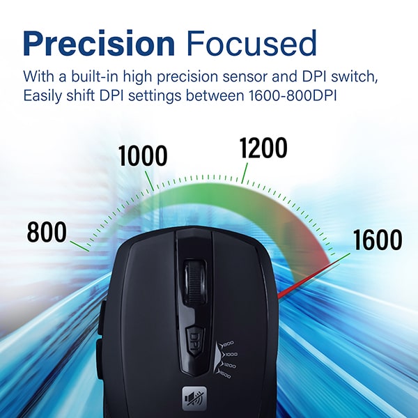 Mouse Wireless PROMATE Breeze, 1600 dpi, negru