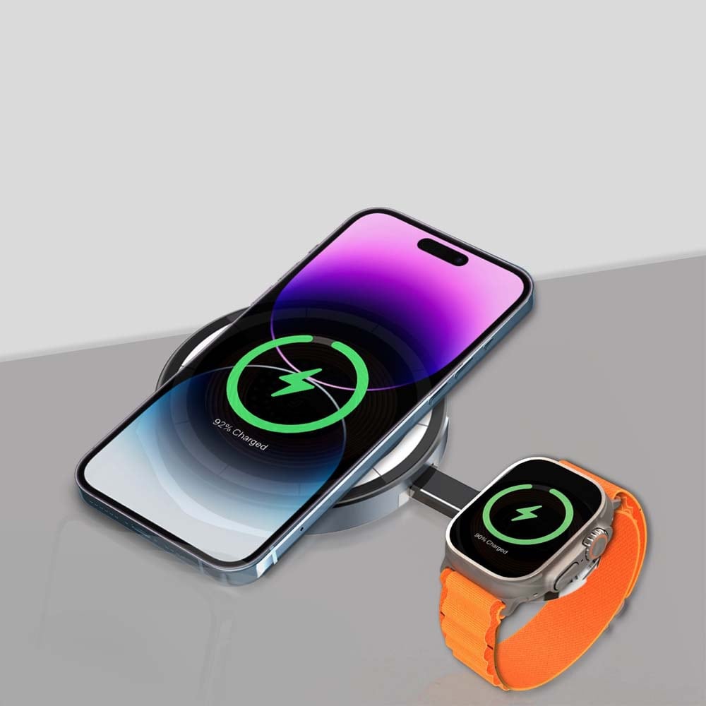 Incarcator wireless PROMATE MagRing pentru iPhone, Apple Watch, 1xUSB-C, universal, Magsafe, 15W, negru