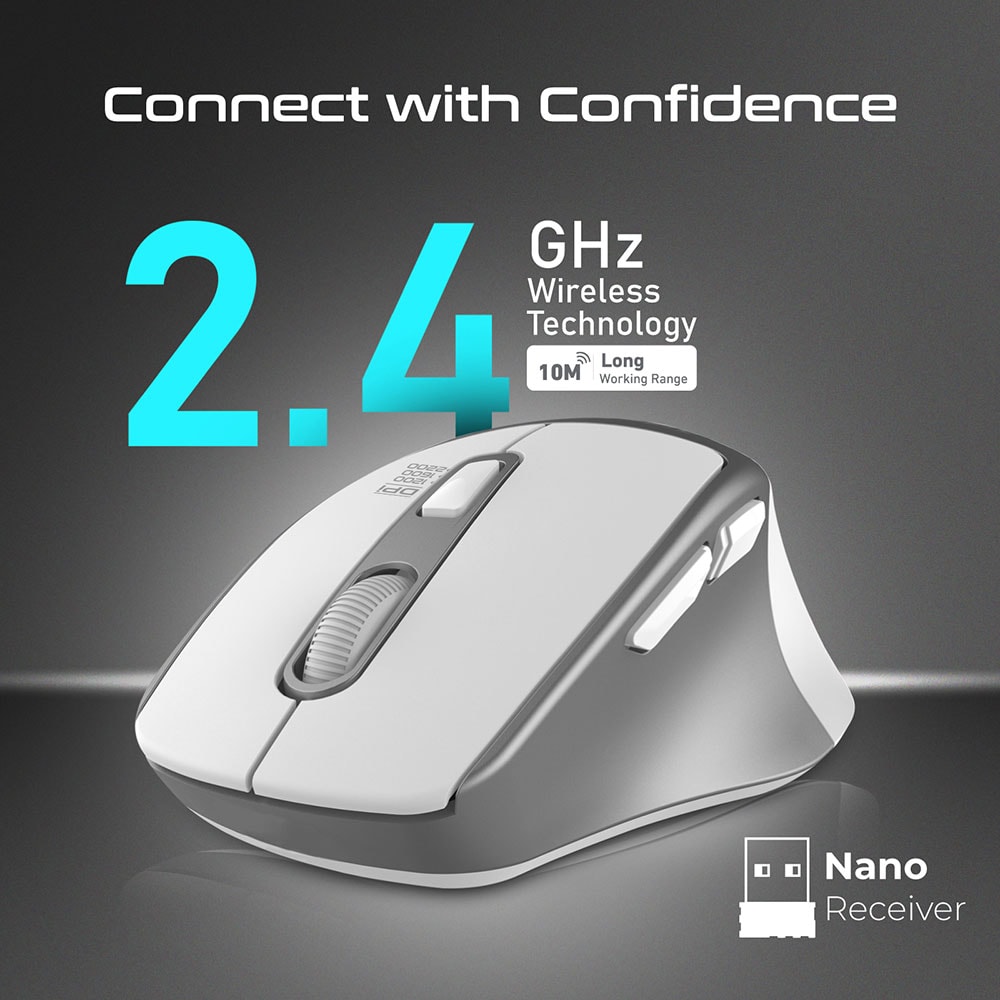 Mouse Wireless PROMATE Samit, 2200 dpi, alb