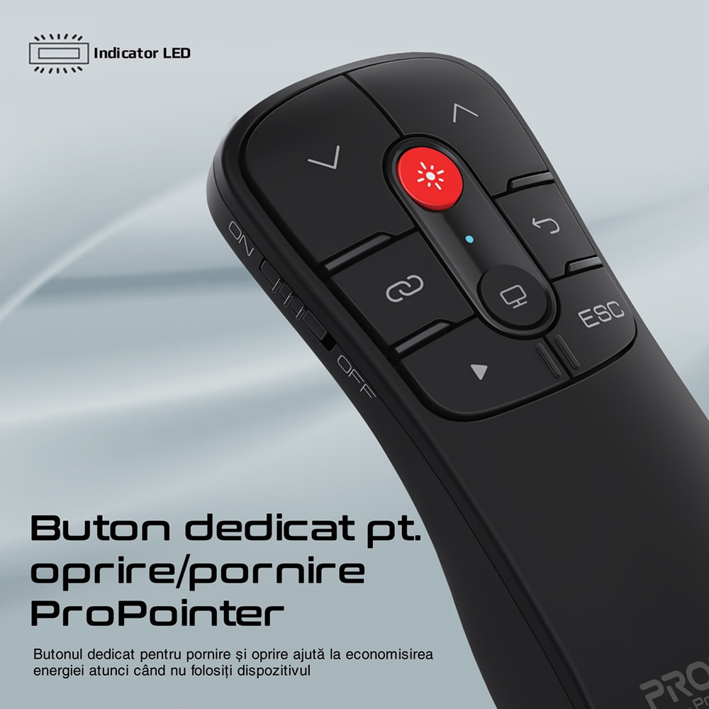 Presenter Wireless PROMATE ProPointer, Dual USB, negru