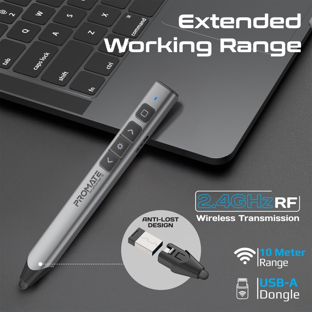 Presenter Wireless cu Stylus PROMATE ProPointer-S, gri