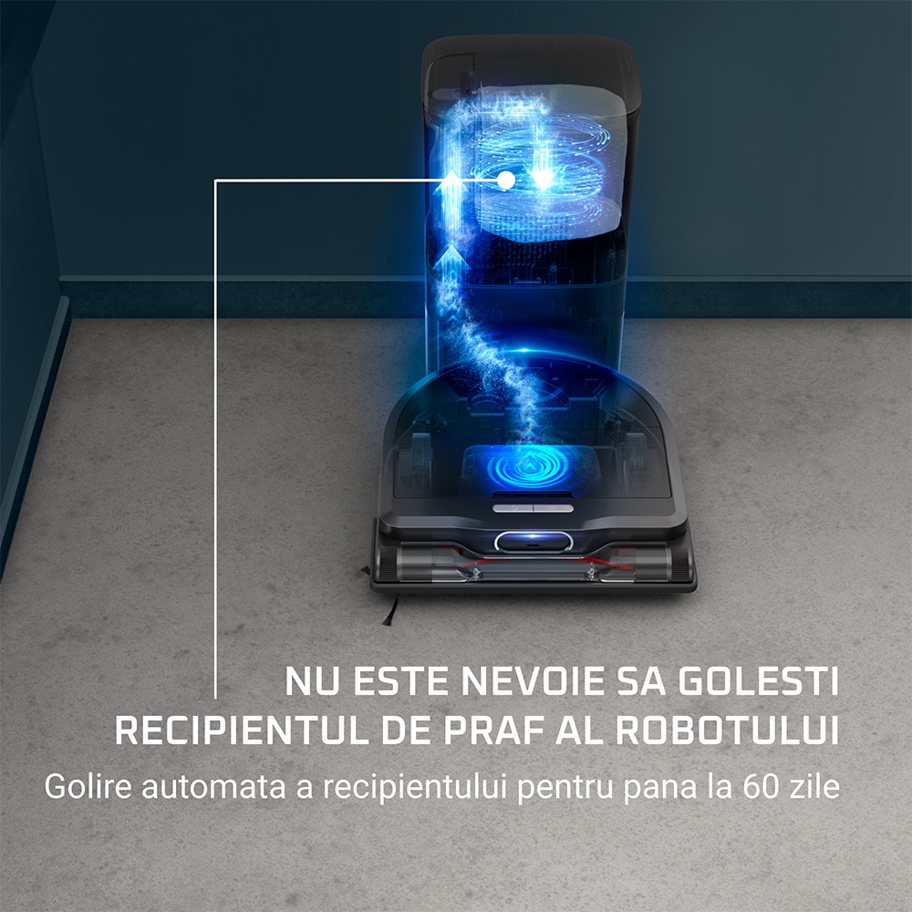 Aspirator robot ROWENTA 240 AI+ RR9695WH, 0.35l, autonomie max 120 min, negru