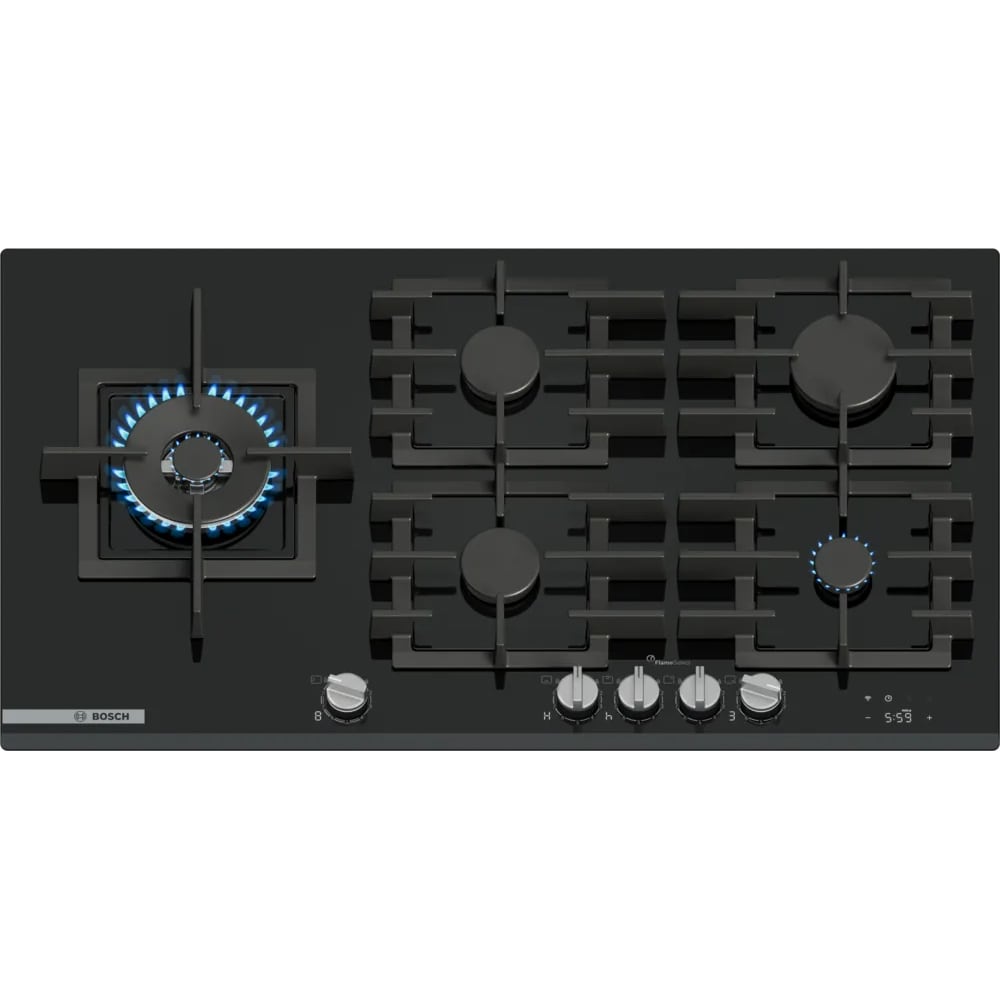 Plita incorporabila BOSCH PRS9A6H40, Gaz, 5 arzatoare, Wok, negru